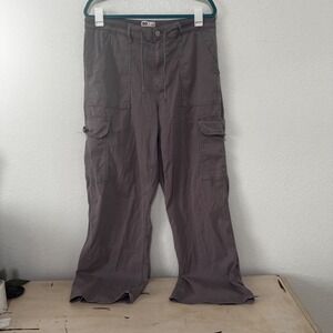 SO Cargo Pants Womens XL Long Gray Drawstring Waist Cargo Pockets Relaxed Fit